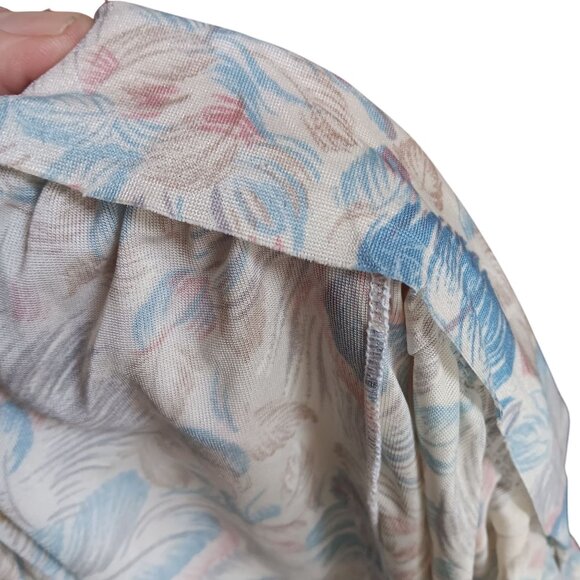 1OF1 27" 27W Vintage Peacock Feather Print Knee-Length Skirt Side Pockets 1970's - Picture 8 of 9